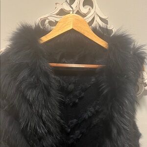 Elegant Navy Fur Women's Vest